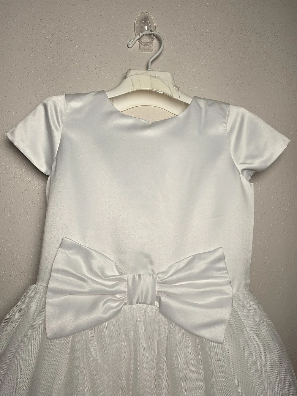 Gymboree White Satin & Tulle Dress with Waist Bow